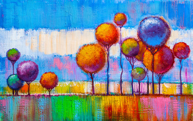 Round trees, painting.