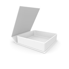 Empty white box for gifts and other goods. Isolated white background. High resolution