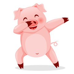 Obraz na płótnie Canvas Cute pig dabbing. Vector illustration isolated on white background