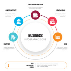 Abstract infographics of business template. Chartists, Charte Institute Purchasing and Supply icons can be used for workflow layout, diagram, step options, banner, web design.