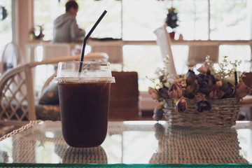 iced coffee in cafe