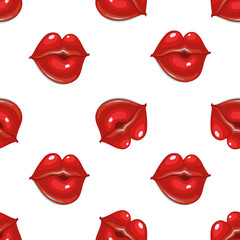 seamless pattern of sponges in kisses. sexy lips for your work