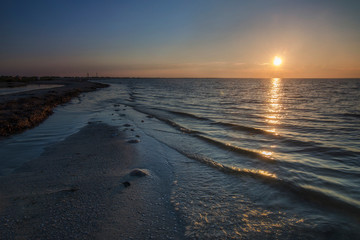 Sunset on the sea coast