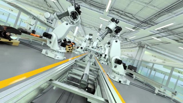 Industrial Robot Factory - 3D Animation - Flat Version, V1