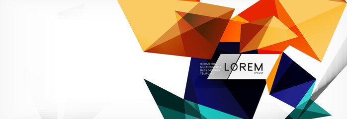 Mosaic triangular low poly style abstract geometric background. Polygonal vector. Abstract white bright technology design.