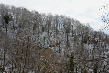 Paesaggio montano innevato, in Campania, Sud Italia. Gennaio 2019.