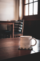 coffee cup on wooden table