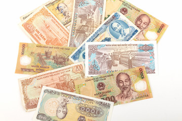 Fototapeta na wymiar Detail of Vietnamese money background (Dong Currency)