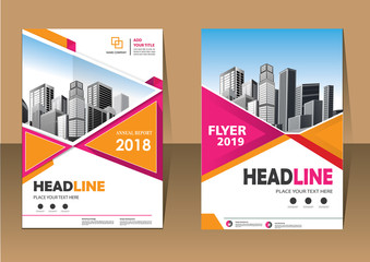 Brochure design, cover modern layout, annual report, poster, flyer in A4 with colorful triangles, geometric shapes for tech, science, market with light background