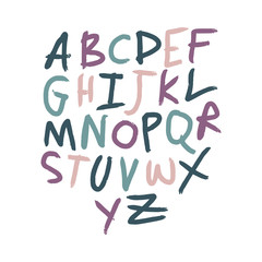 English vector nursery alphabet. Lettering, isolated letters