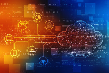 Cloud computing, Cloud Computing Concept. Cloud Internet technology background. 2d illustration