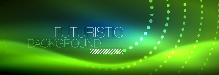 Glowing neon circle line dots, round line design, abstract style on black background. Neon abstract round circles Magic neon lights and glowing dots