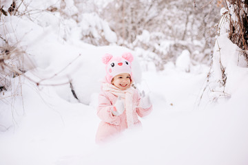 happy baby in the snow