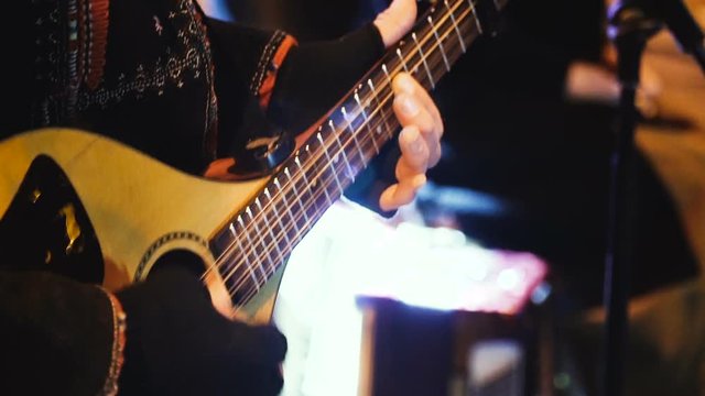 Stringed instruments. Hands playing a musical instrument