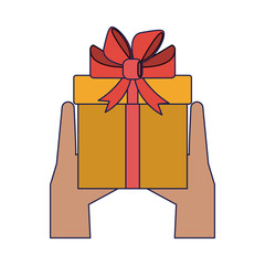 Hands with gift box