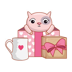 gift box present with cute cat