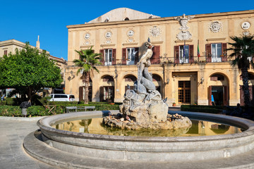 Fototapeta na wymiar Town square. Monreale, Sicily, Italy