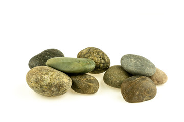 Fototapeta na wymiar pile of a different stones and pebbles isolated on white background.