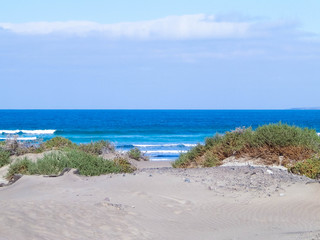 Beach and Atlantic Ocean in Caleta de Famara, Lanzarote Canary Islands.