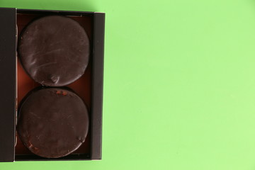 Chocolate cakes and dulce de leche, typical in Argentina. called Alfajores