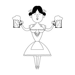 Bavarian woman oktoberfest cartoon