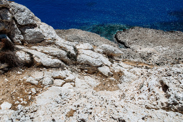 Sea caves near Cape Greko. Mediterranean Sea