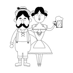 Bavarian people oktoberfest cartoon