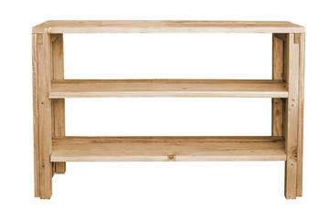 .Empty wooden shelf.