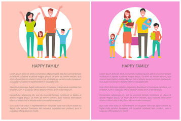Happy Family Spend Time Together Posters with Text