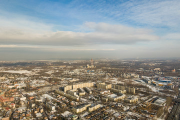 Krajobraz Miasto Katowice- Ujęcie lotniczne- zima