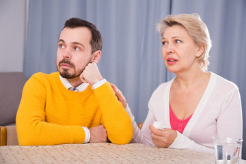 Fototapeta premium Mother and son arguing