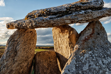 dolmen at sunset in basque coountry