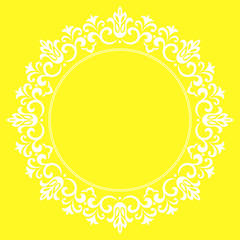 Decorative frame Elegant vector element for design in Eastern style, place for text. Floral yellow border. Lace illustration for invitations and greeting cards