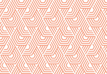 Abstract geometric pattern with stripes, lines. Seamless vector background. White and pink ornament. Simple lattice graphic design