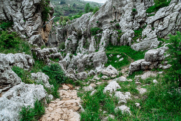 Fototapeta na wymiar Balou Balaa waterfall (Baatara Gorge Waterfall), Tannourine, Lebanon, Middle East