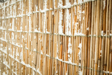 bold fence in winter on nature in the park background