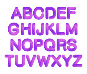 Soft flexible tube neon 3D gradient Alphabet in trendy 2019 color Proton Purple