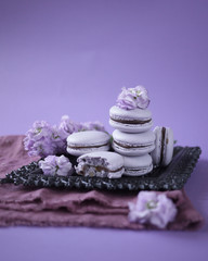 Obraz na płótnie Canvas lilac cake Macaron with chocolate filling