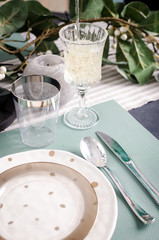 Table served for Christmas dinner