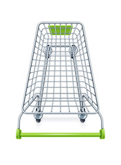 Shopping cart for supermarket products. Shop equipment.