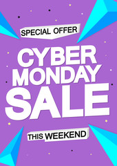 Cyber Monday Sale, poster design template, special offer, vector illustration