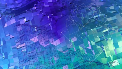 3d low poly abstract geometric background with modern gradient colors. 3d surface blue green gradient colors 7