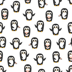 Penguin Seamless Vector Pattern.Vector background 