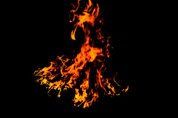 Texture of Fire flames on black background