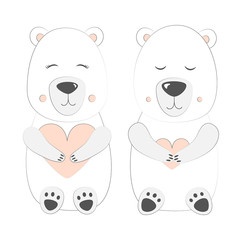 Polar bear Set Vector Illustration