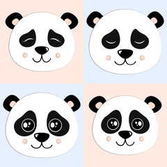Obraz premium Panda Set Vector Illustration