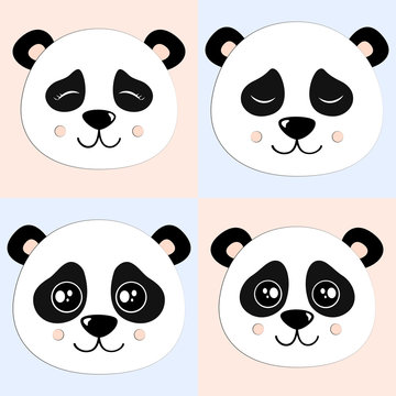 Panda Set Vector Illustration