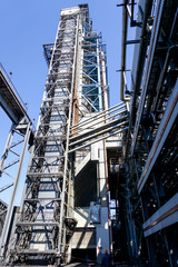 Mine industrial elevator at the process reactor at a refinery in Russia.