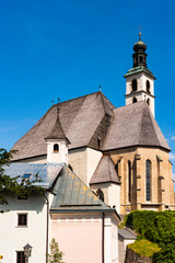 Fototapeta na wymiar The Church in the ski resort of Kitzbuhel, Austria