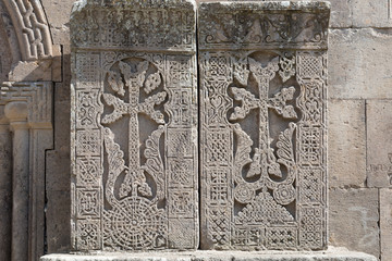Ancient khachkar in the monastery in Armenia
